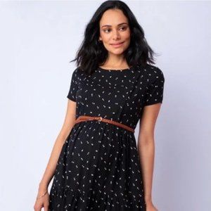 Seraphine Black Dot Tiered Maternity & Nursing Dress SIZE 8